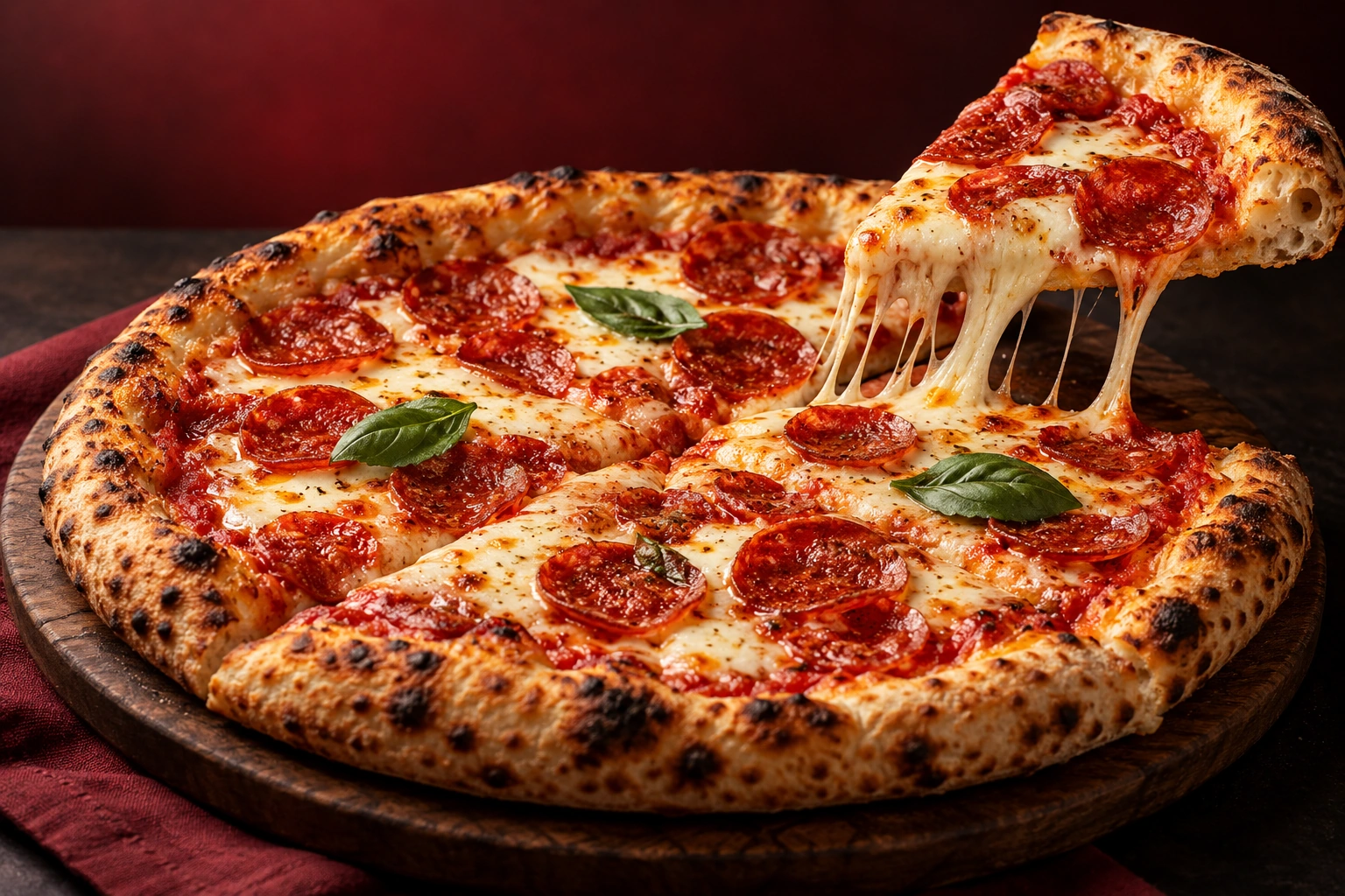 Pizza com queijo derretido