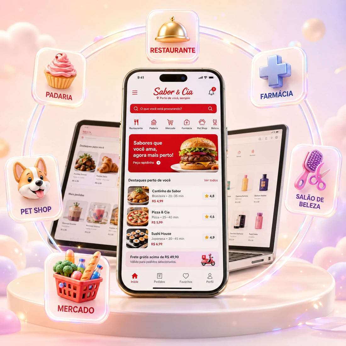 Cardápio da CardAPPio no celular, tablet e computador